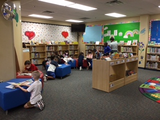 Students reading in a Library