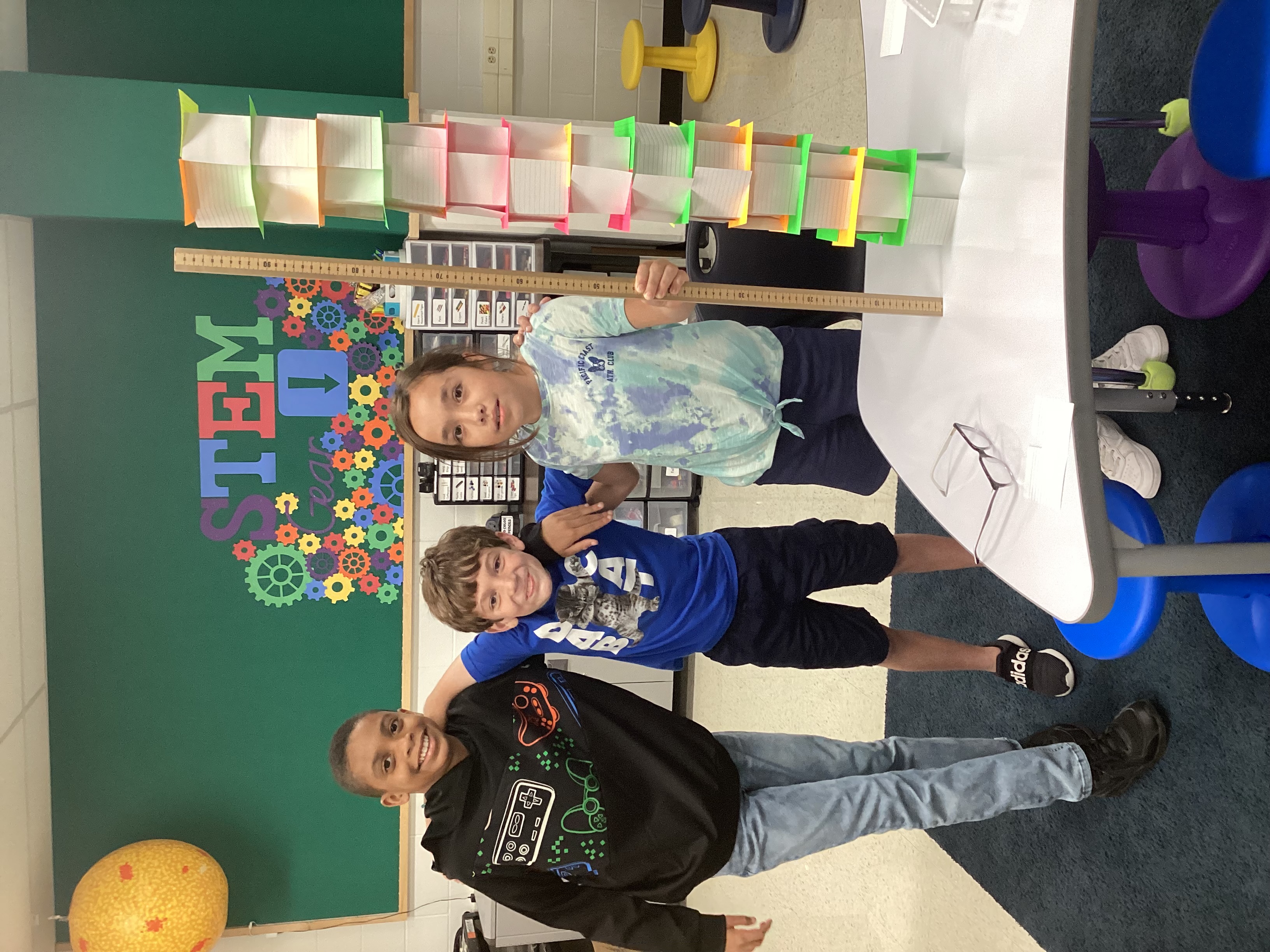 Fifth grade students worked as a team to build the tallest tower possible out of index cards.