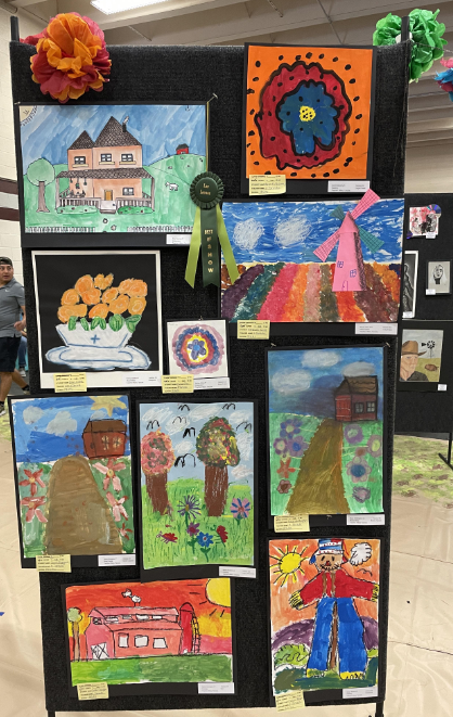 Paintings and drawings from Helotes students on display at the Los Leones Art Festival