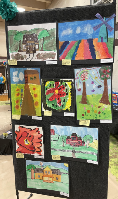 Paintings and drawings from Helotes students on display at the Los Leones Art Festival