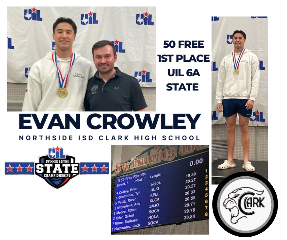 Evan Crowley 1st Place State Swimming 50 Free