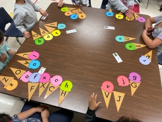 Students learning letters