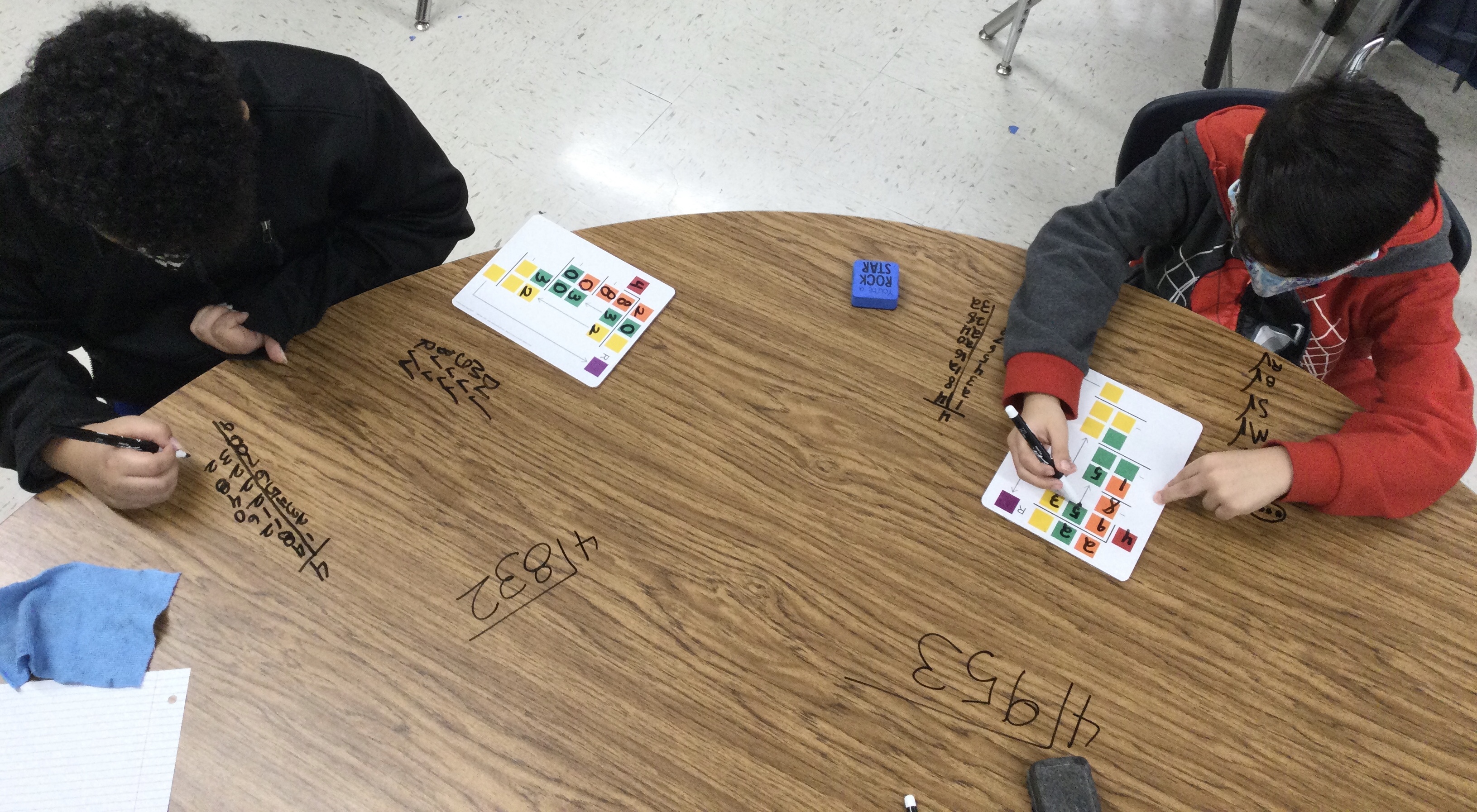 4th grade students working on division