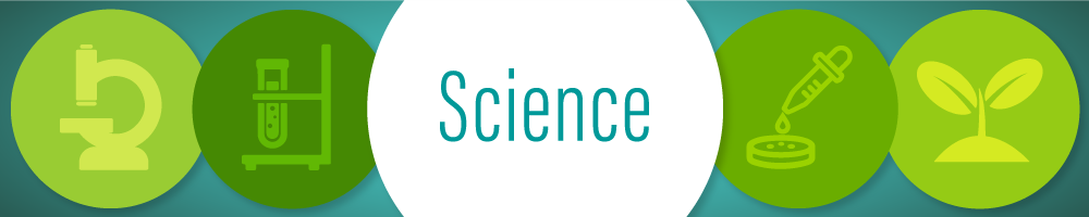 Green banner that says science