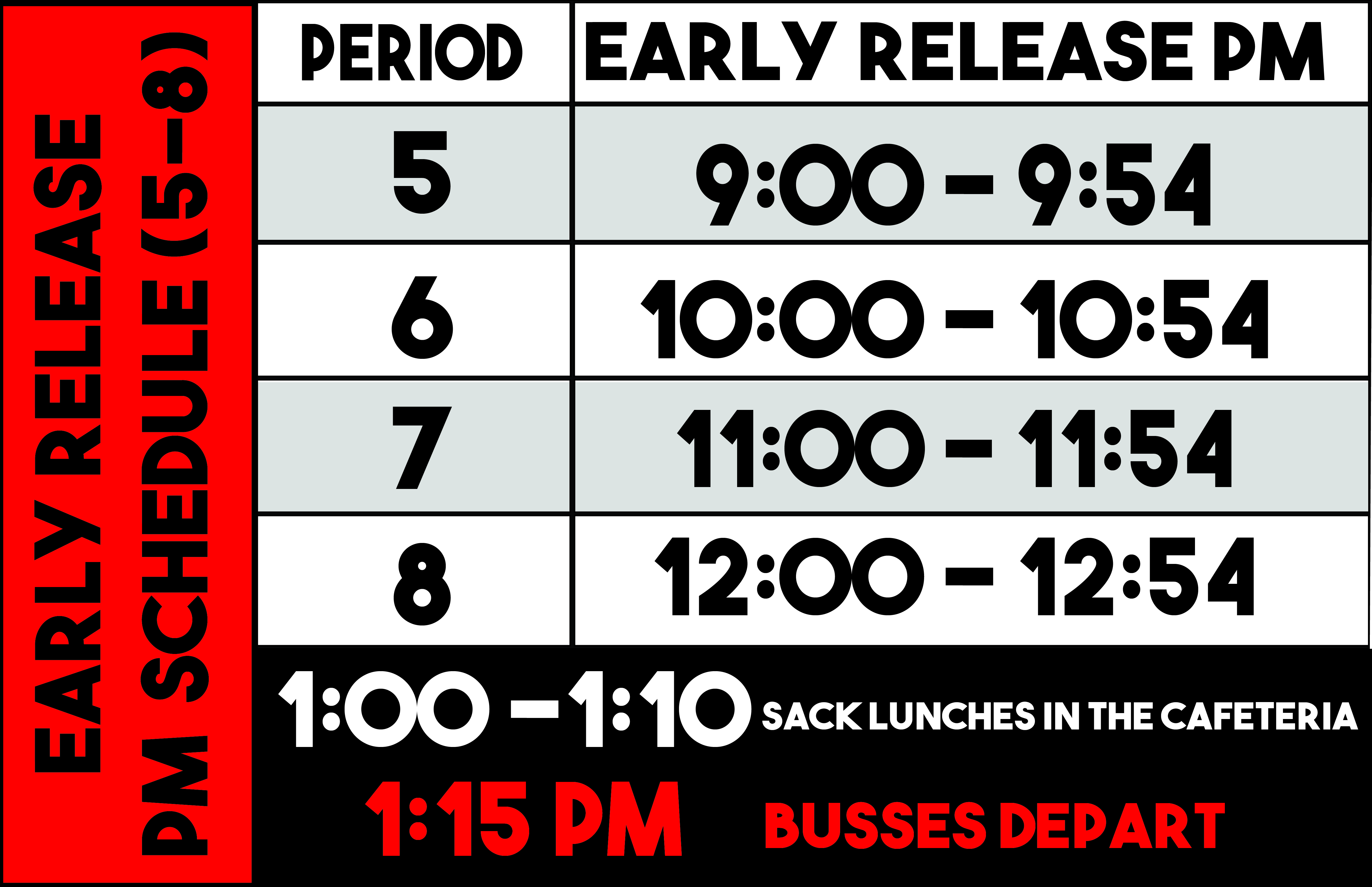 Early Release Schedule-PM