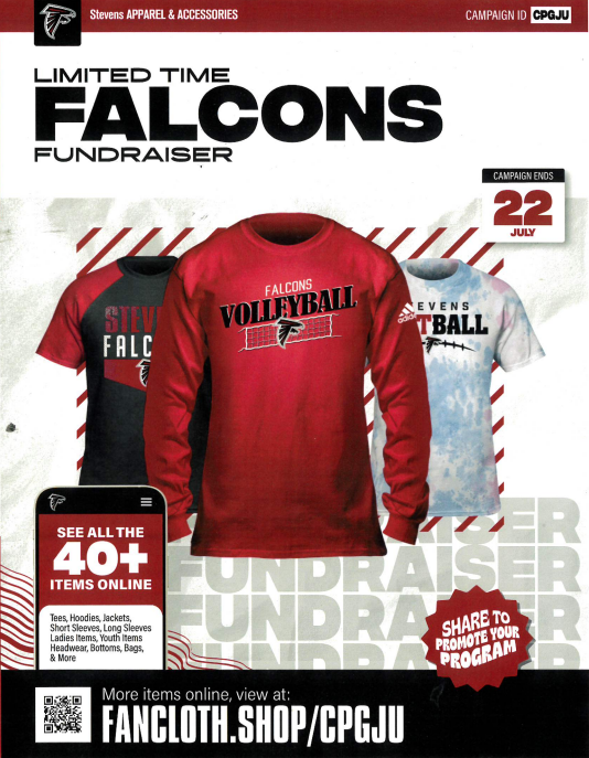 Flyer with QR code for Falcon Clothing and Accessories