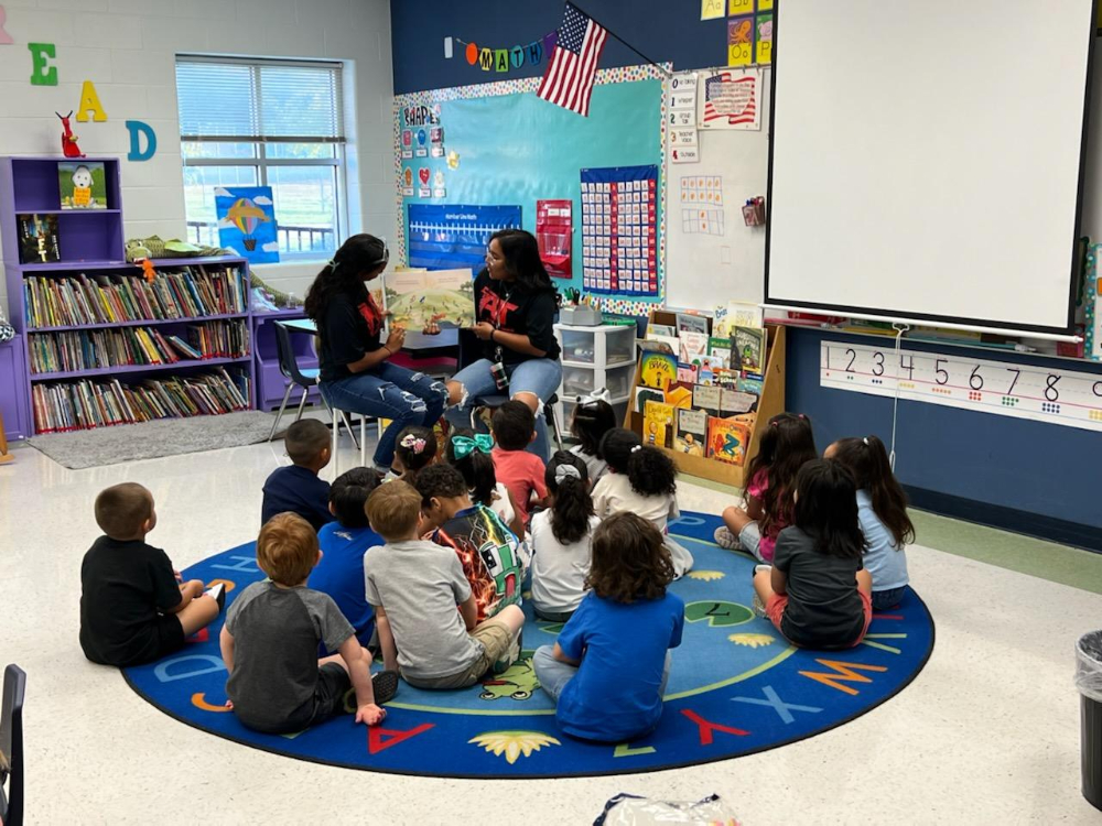 Stevens Falcon Athletes Read to Elementary Students
