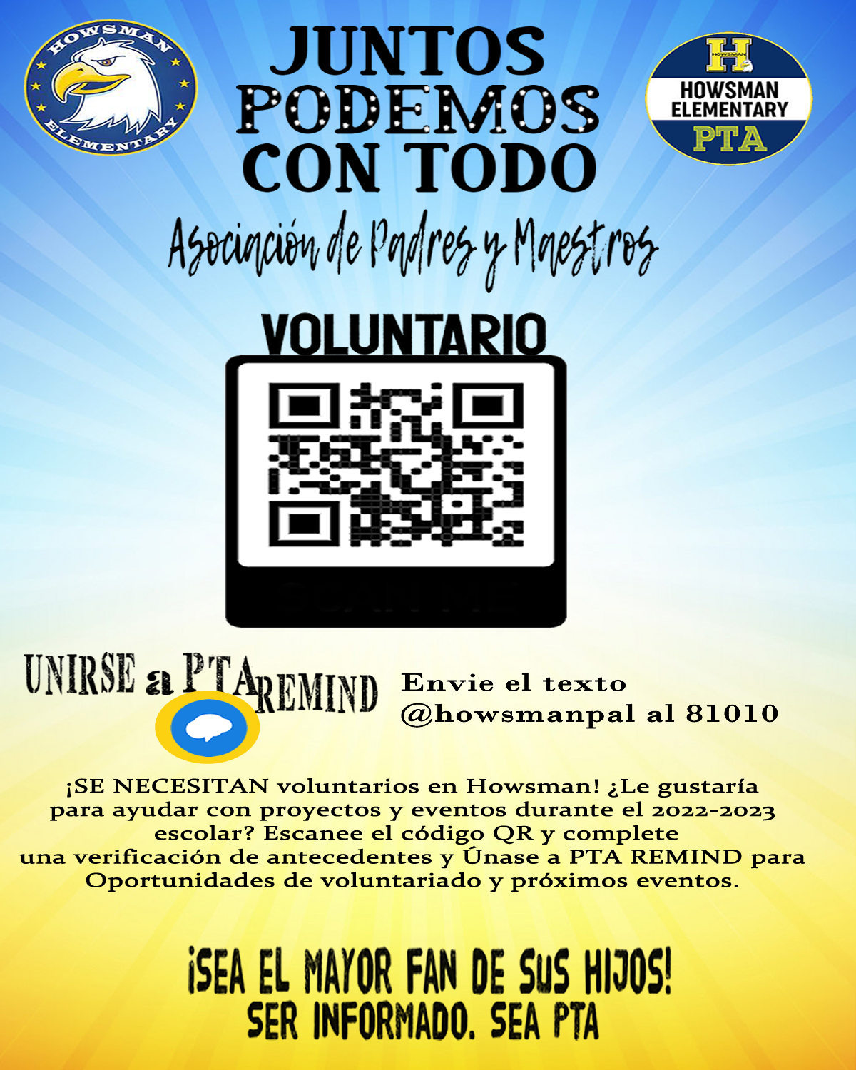 Volunteer PTA Remind poster in spanish