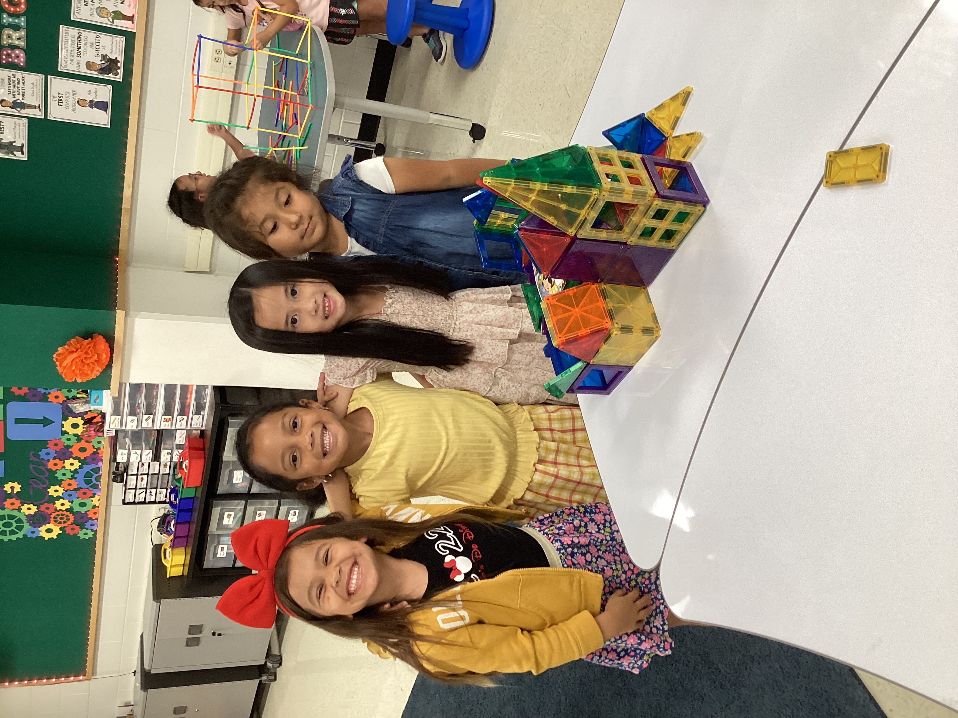 Kinder students worked together to build a fort for a character in the book, "Little Red Fort".
