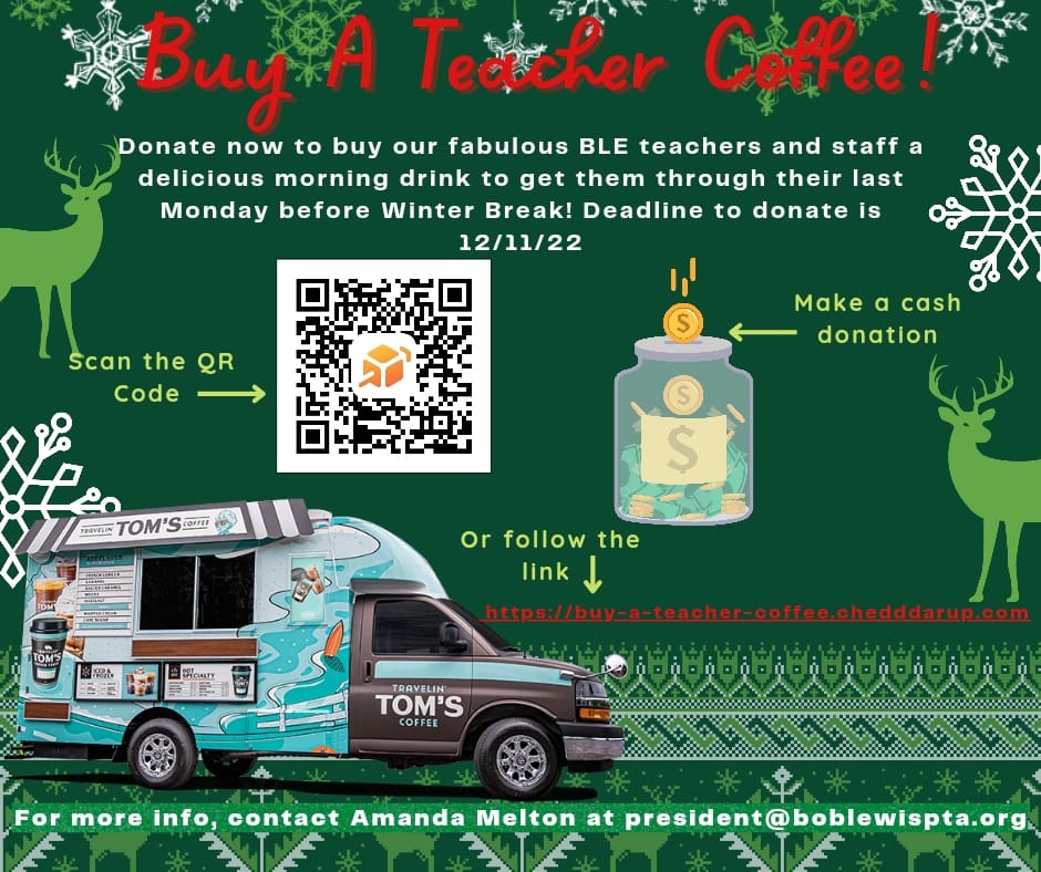 The Buy a Teacher Coffee! poster from PTA.