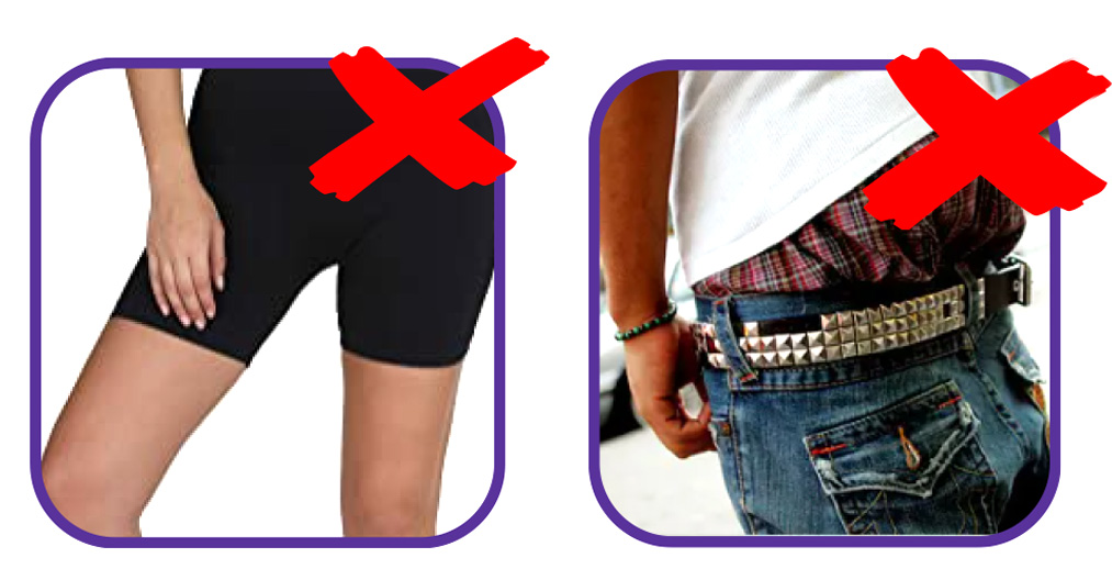 No biker shorts or sagging pants are allowed