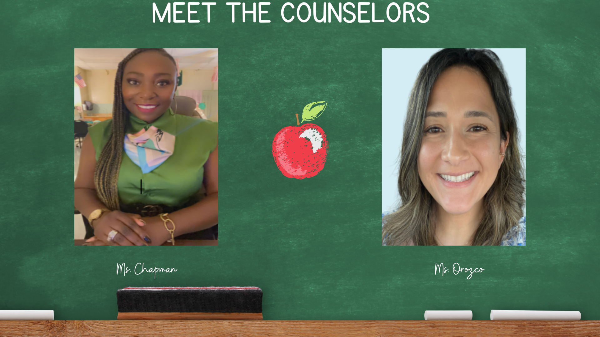 Profile picture of both Professional School Counselors, Ms. Serena Chapman and Ms. Naomi Orozco