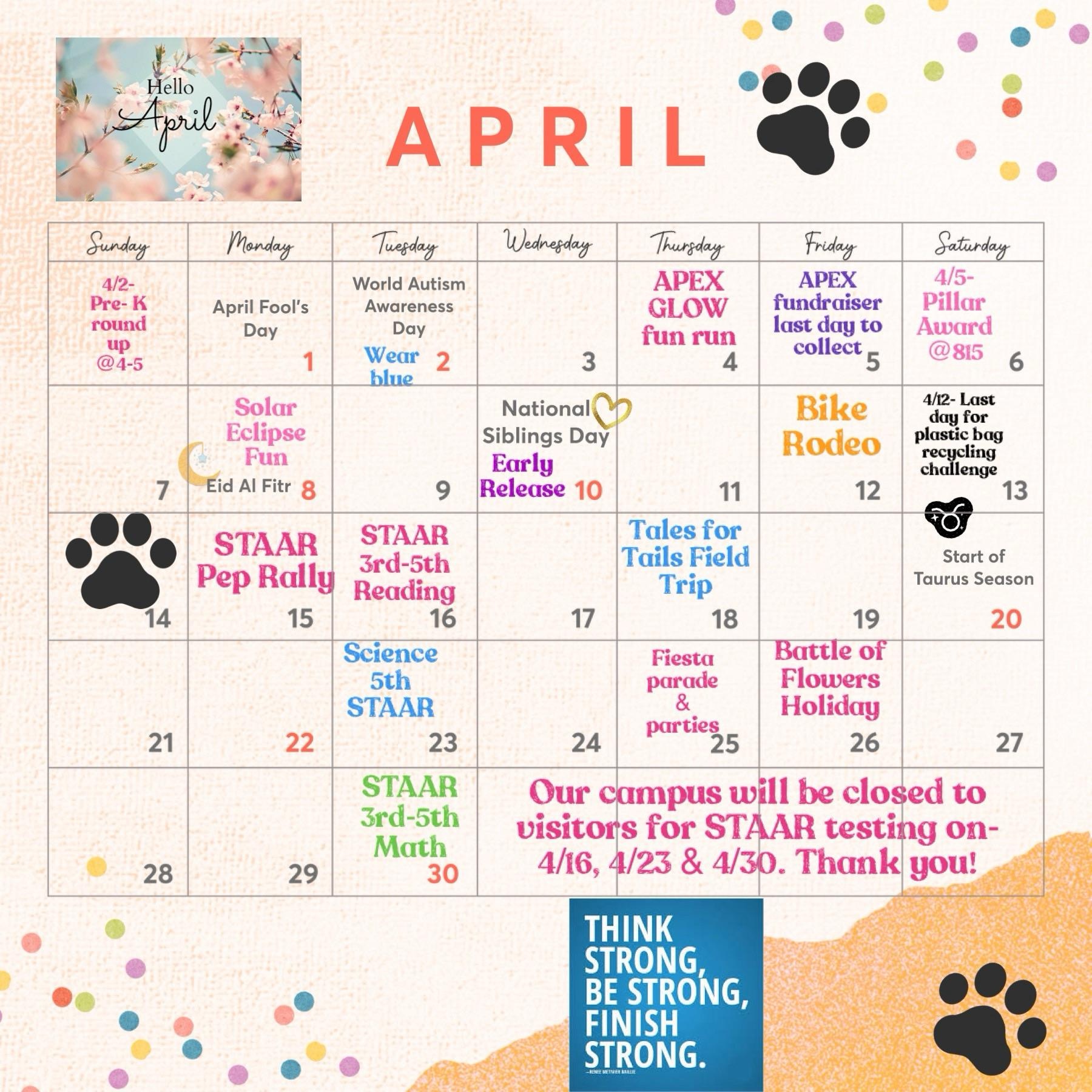 photo of april calendar