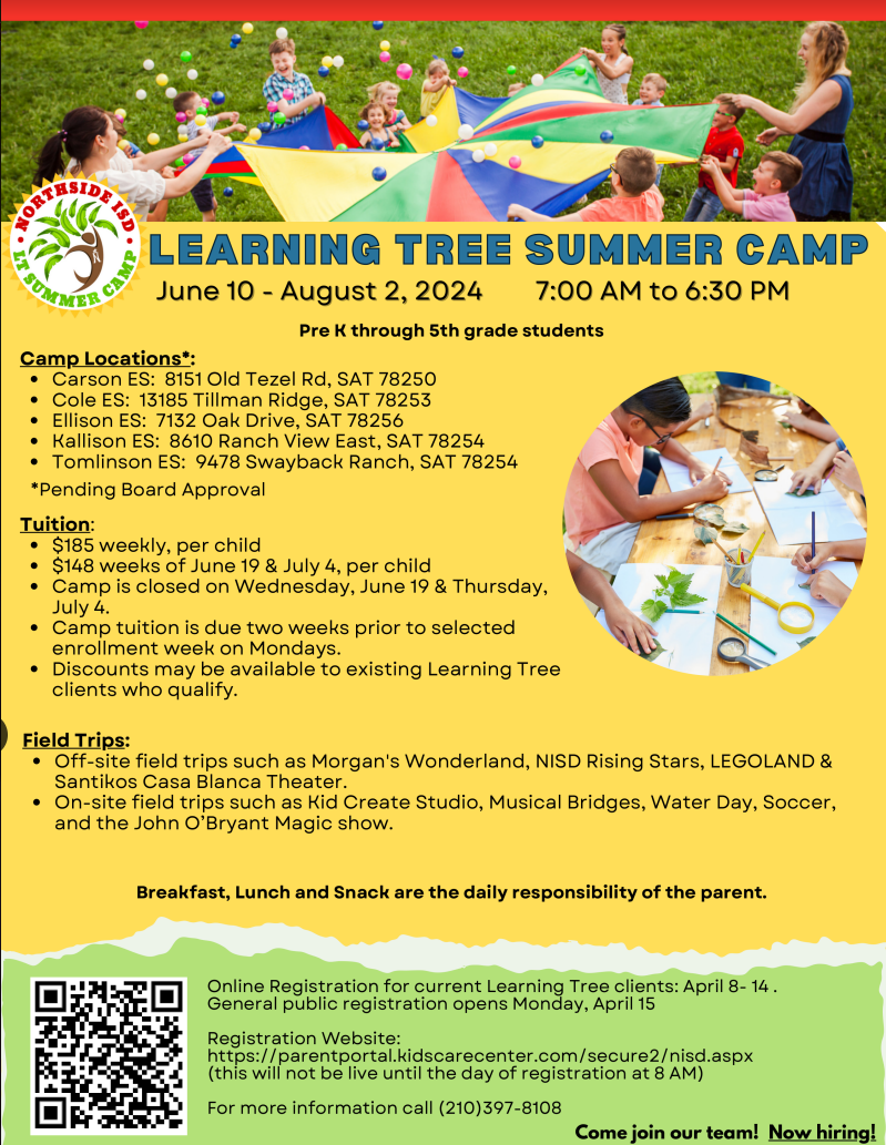Learning Tree Summer Camp Kallison ES Henderson Elementary School Northside Independent