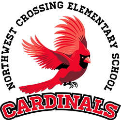 Logo for Northwest Crossing Elementary School with a red cardinal in the center