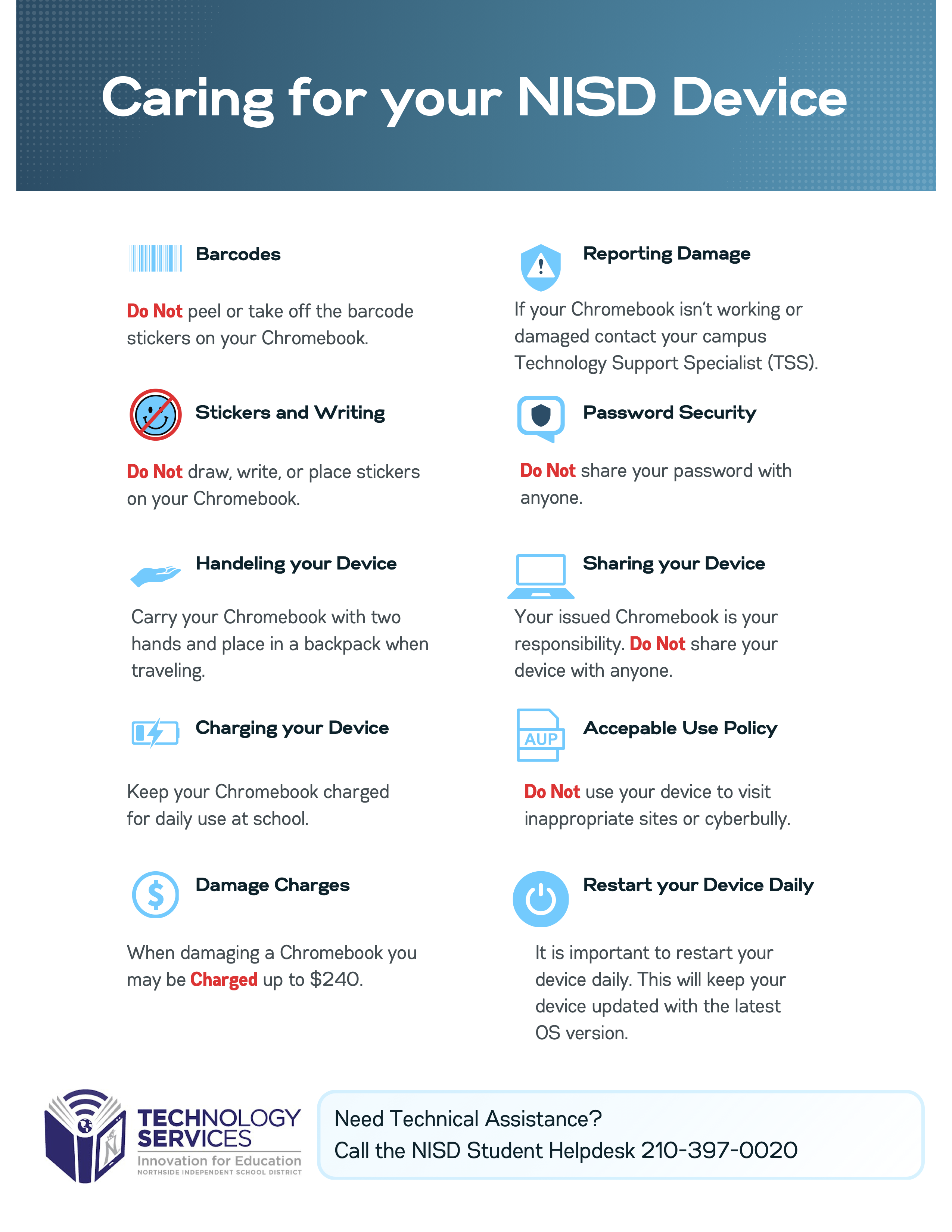 Document that details how to care for your NISD Device (Part 1)
