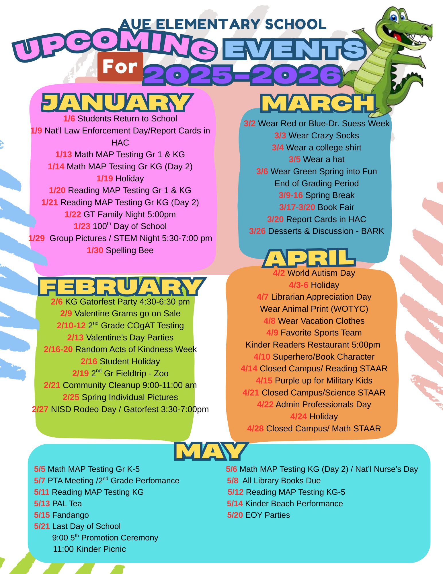 Flyer containing future events and important dates!