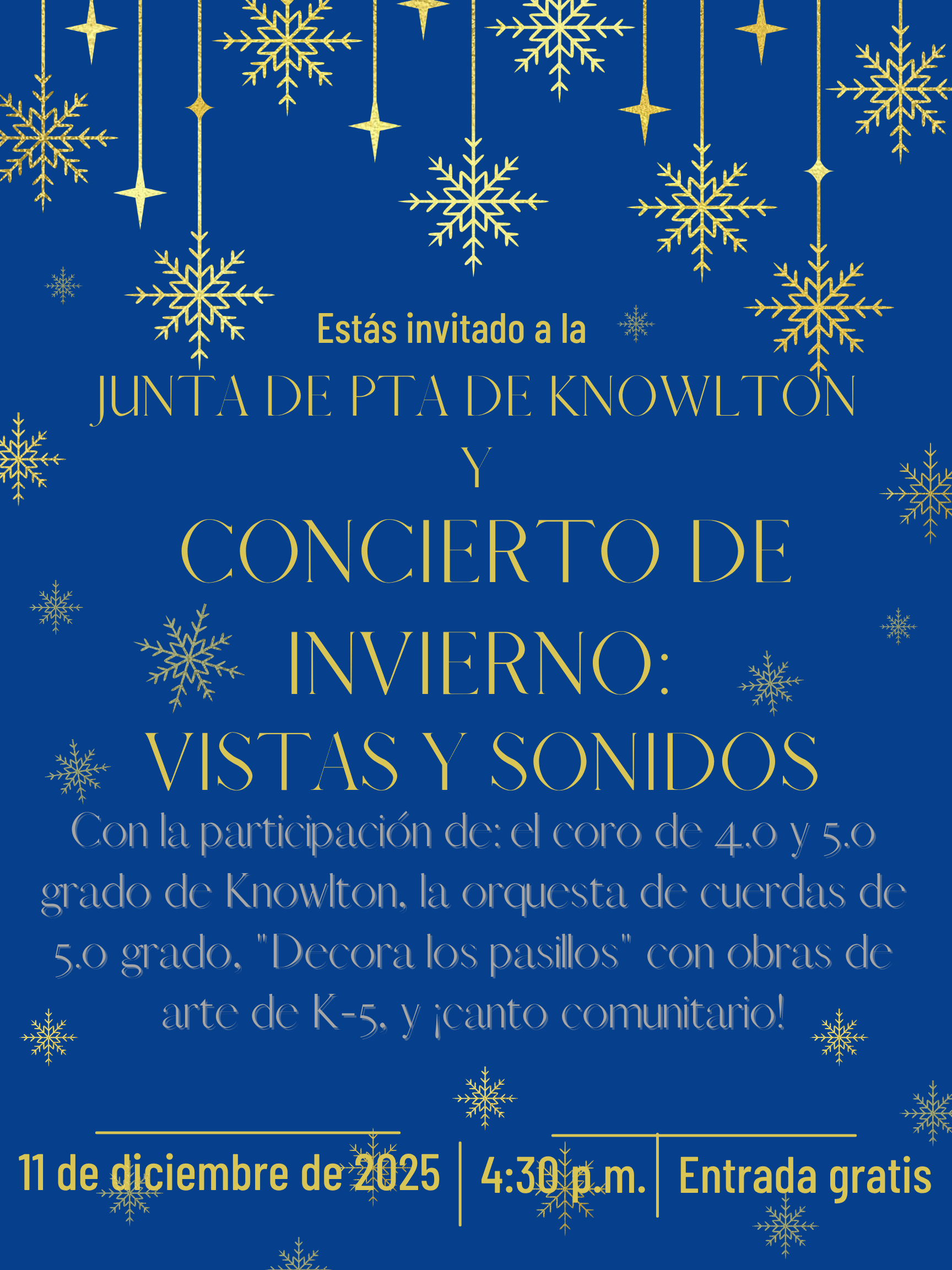 Knowlton PTA Meeting & Sights and Sounds of Winter Concert - December 11, 2025 - 4:30 pm