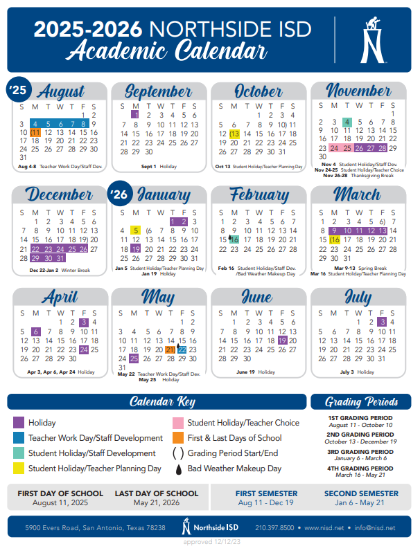 Academic Calendar 2025 - 2026