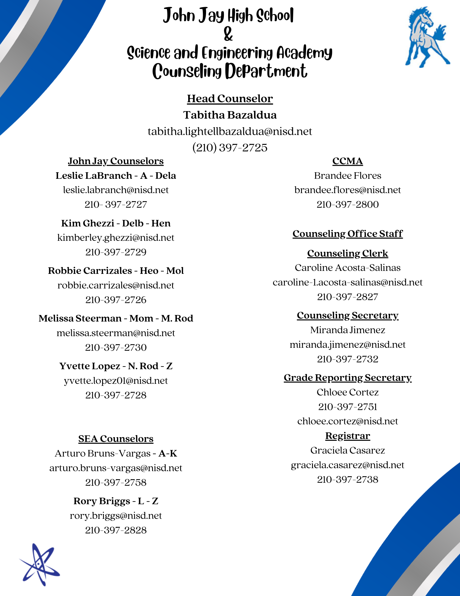 Counseling Dept Directory