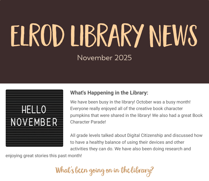 Let's have an ULTIMATE Thanksgiving Reading! Elrod Library Newsletter - November 2025