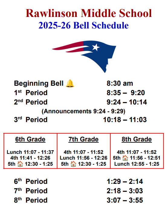 Rawlinson Bell Schedule