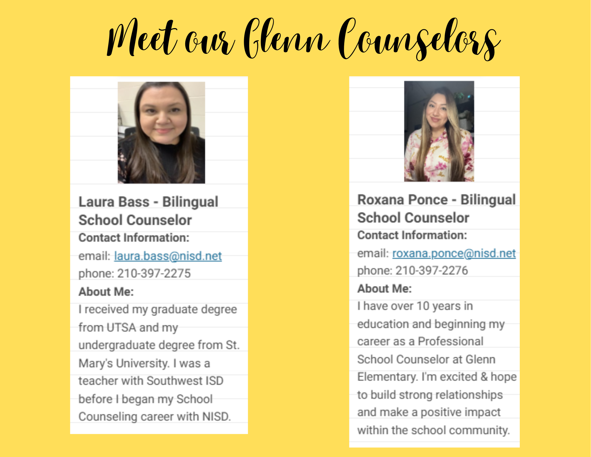 Counselor information