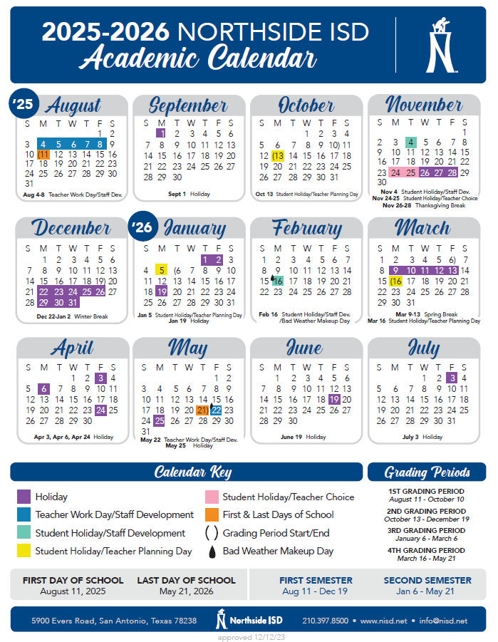 NISD 2025-2026 School Calendar