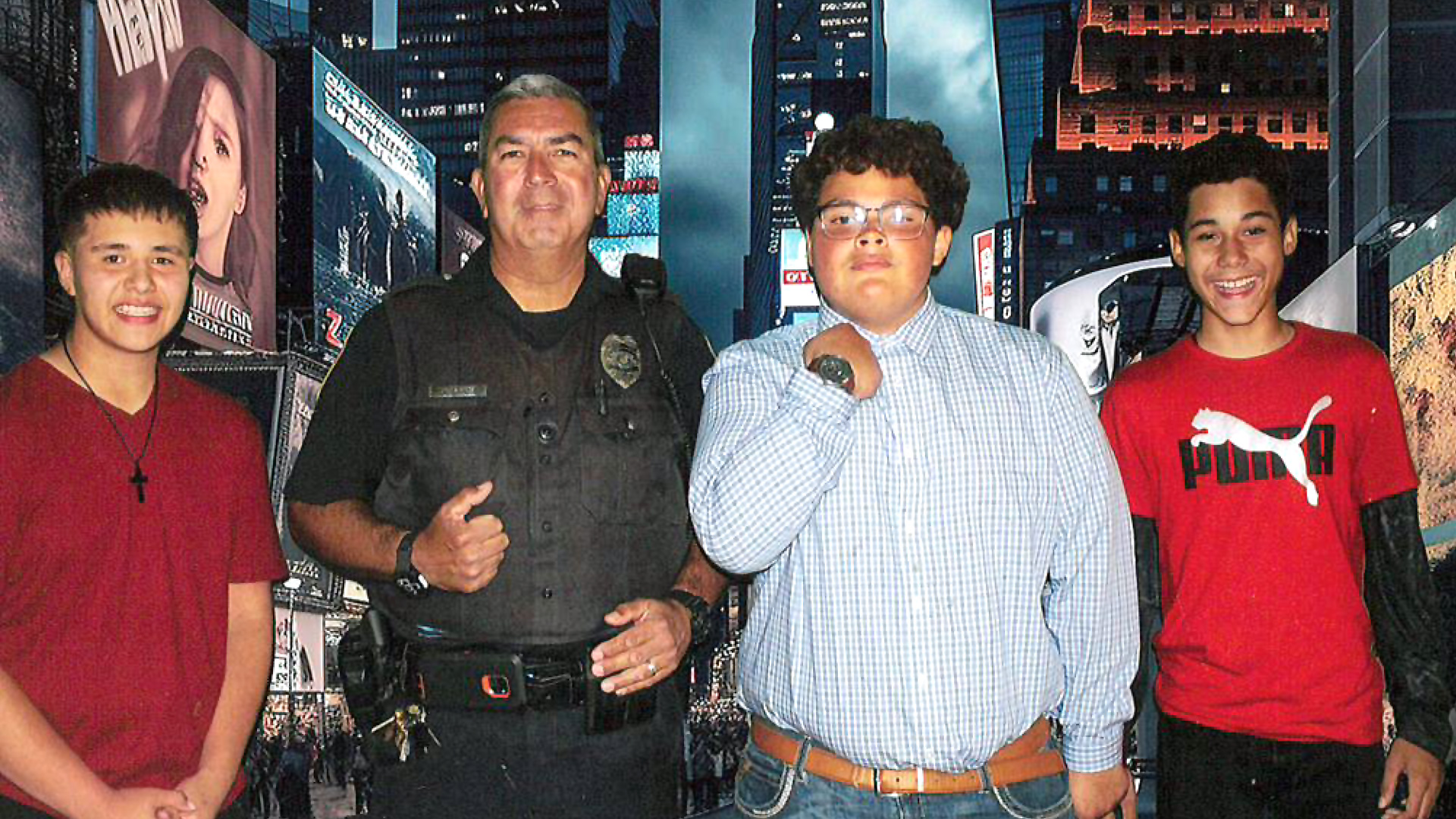 Officer with students