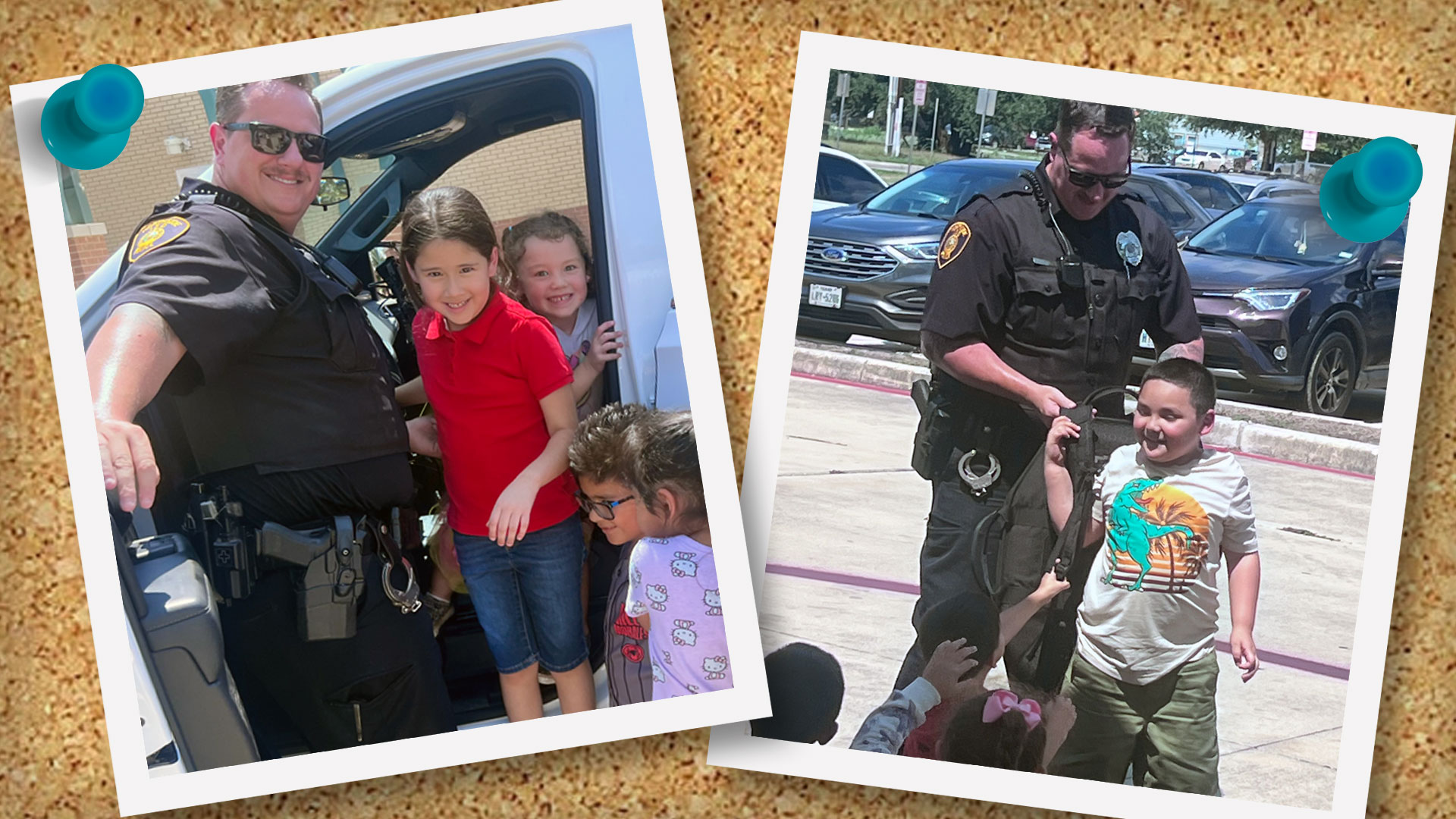 Officer visiting students