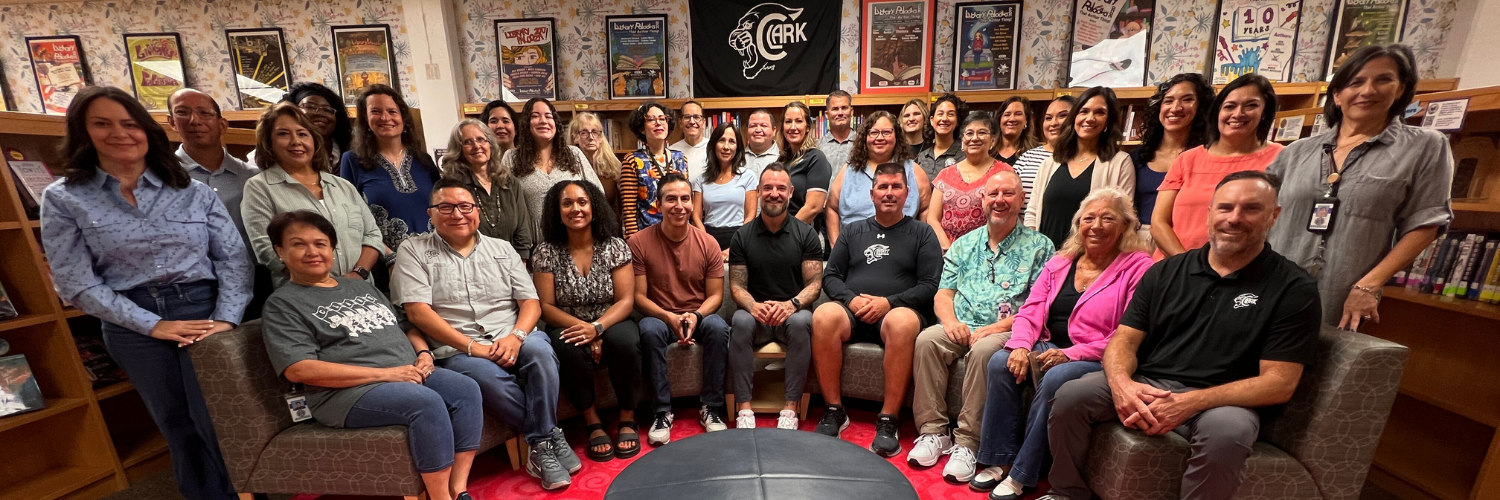 Group photo of the 2025-2026 Special Education department inside the Clark Library