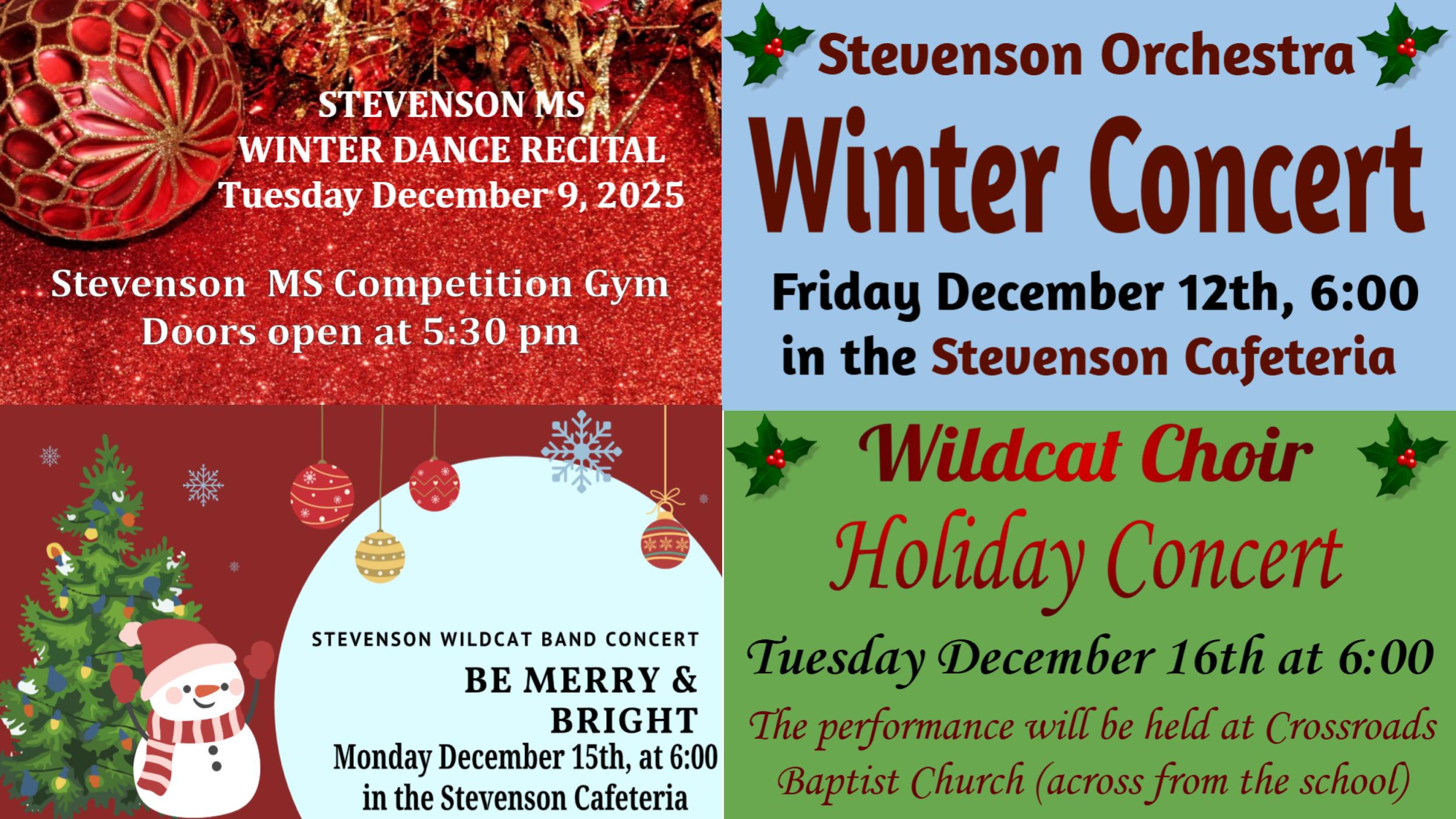 Stevenson Wildcat Holiday Performances  (see below for info)