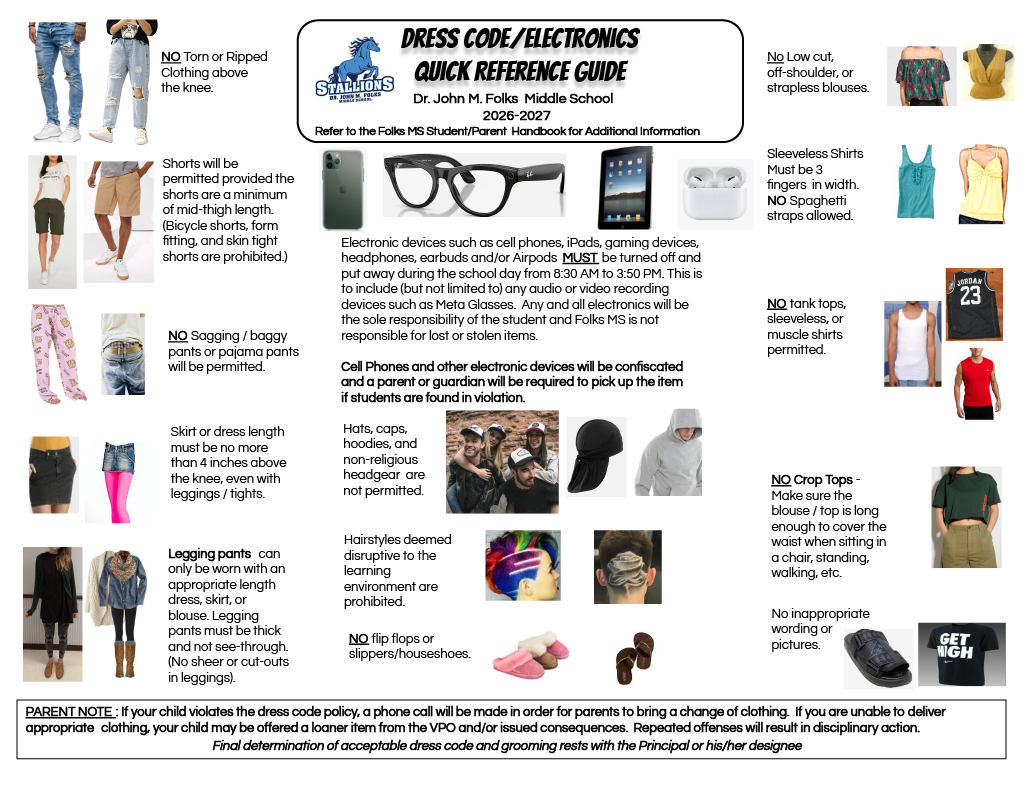 Stallions Dress and Electronics Code