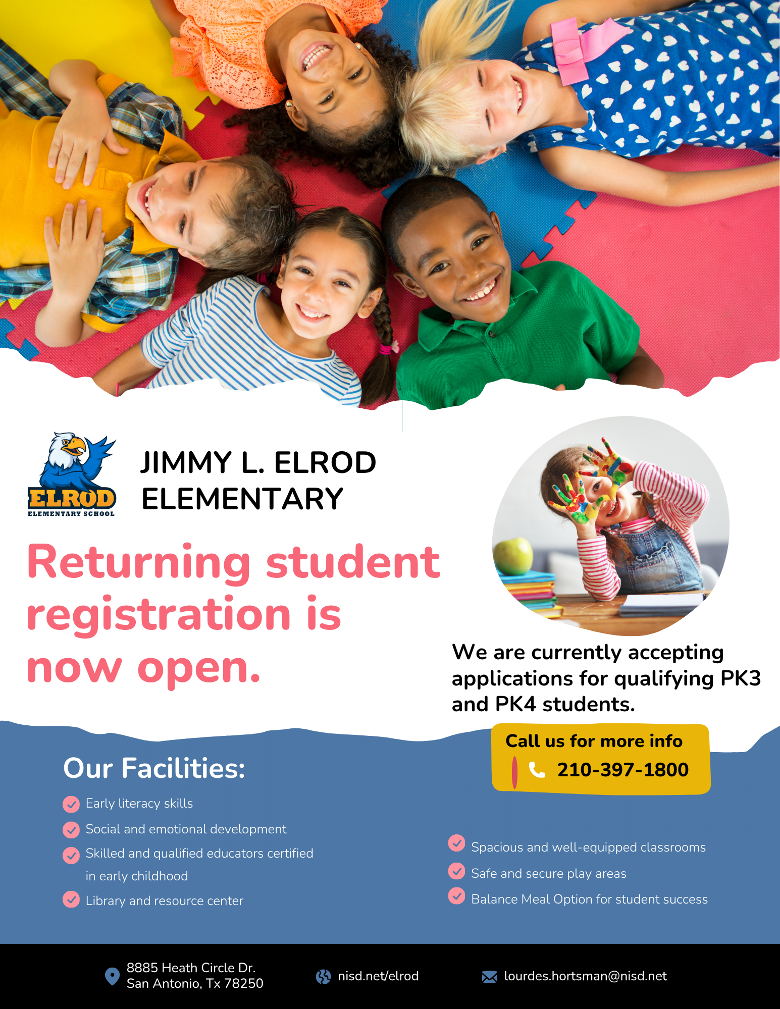 Pre-K Registration Now Open Now Accepting Qualifying 3 year-olds Give your child a strong start with Northside ISD’s full-day Pre-K—where curiosity meets confidence in a dynamic, nurturing learning environment. Our certified early childhood educators create engaging, play-based experiences that build essential social-emotional and academic skills, ensuring children are not just kindergarten-ready but set up for long-term success.     Join the thousands of families choosing Northside ISD for their child.