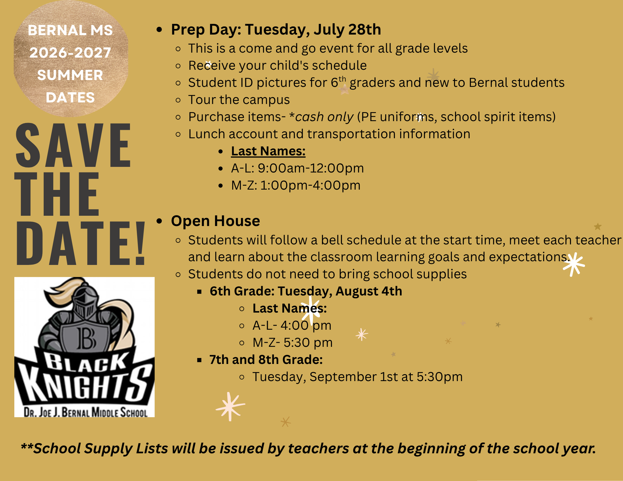 2026 Bernal Summer flyer save the dates.
