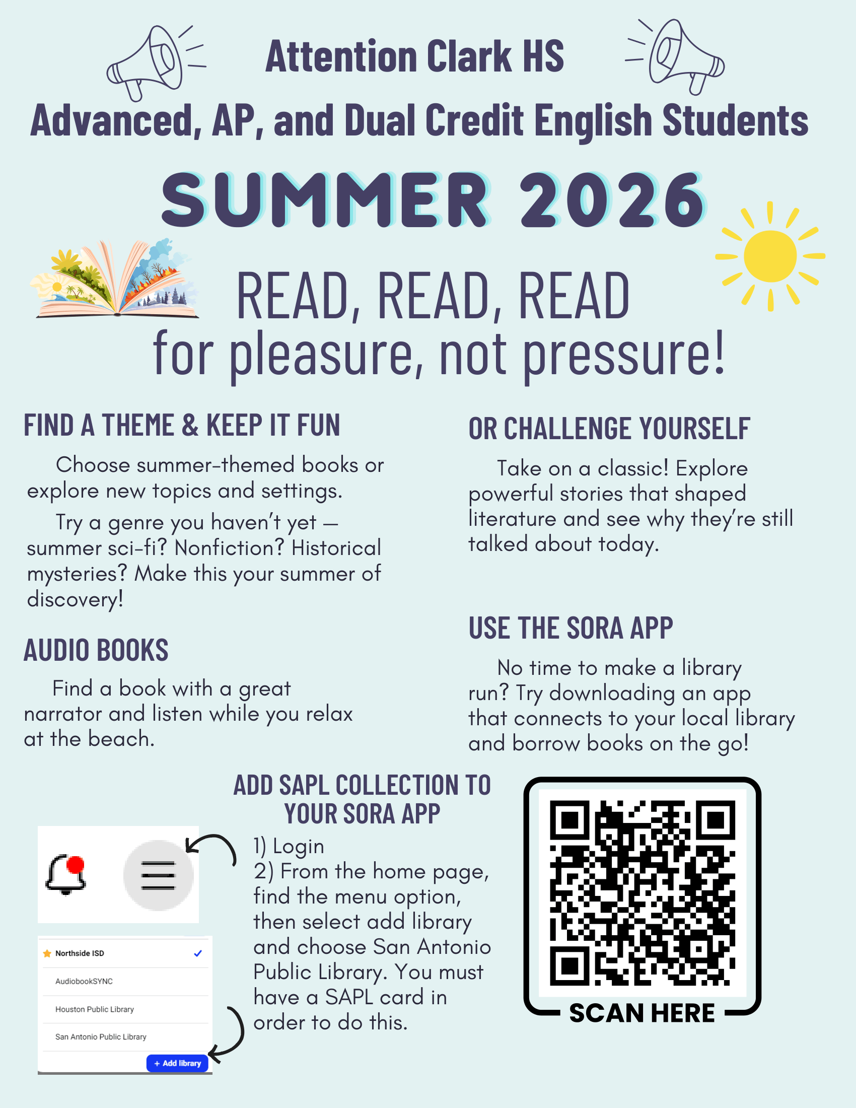 Flyer with Summer Reading information 