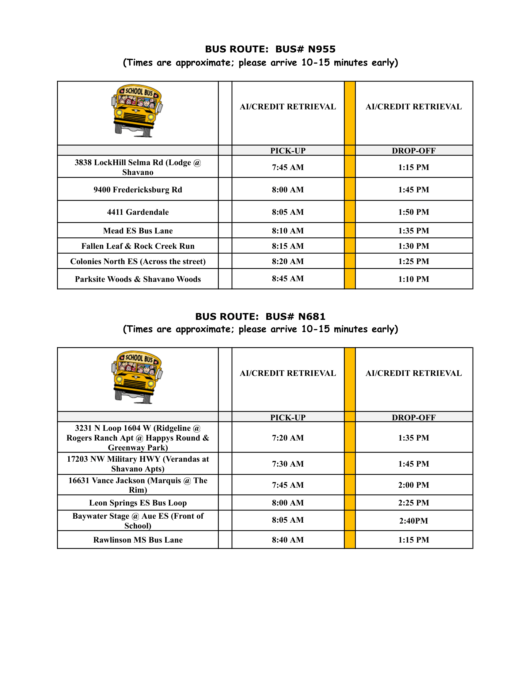 Summer Bus Route Page 1