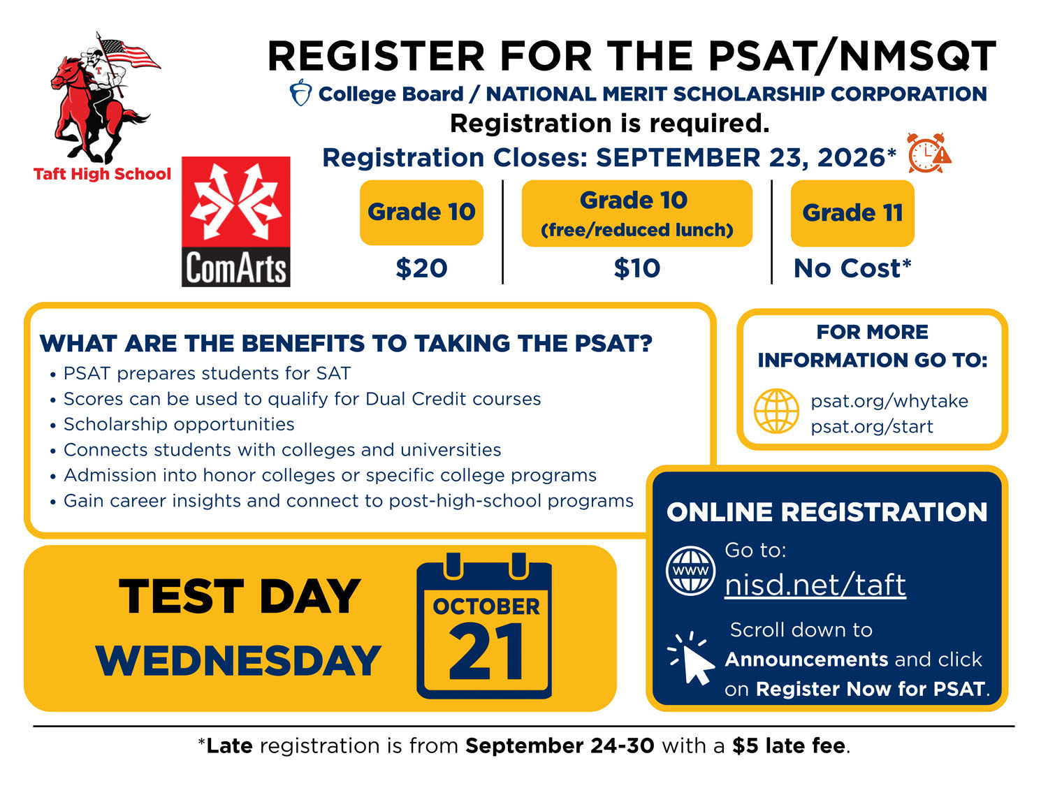 English/Spanish PSAT Registration Flyer