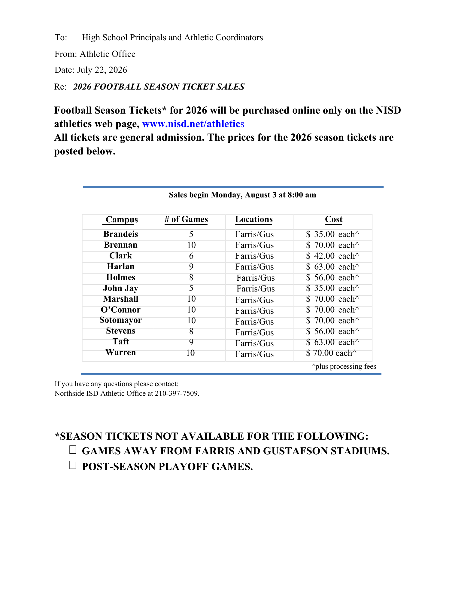 2026 Varsity Tickets info