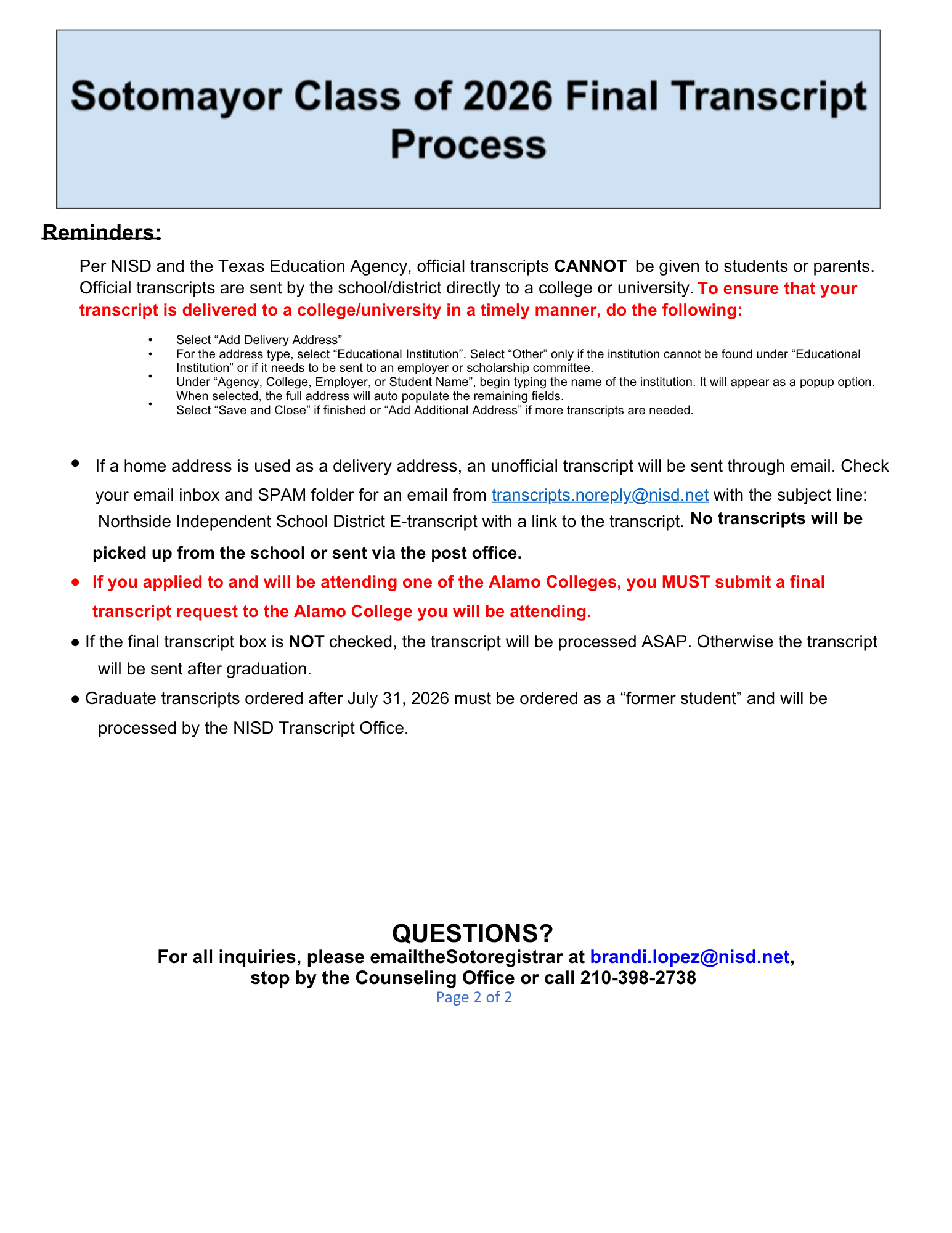 ORDER BEGINS May 1, 2026 AT HTTPS://NISDTX.SCRIBORDER.COM/ 