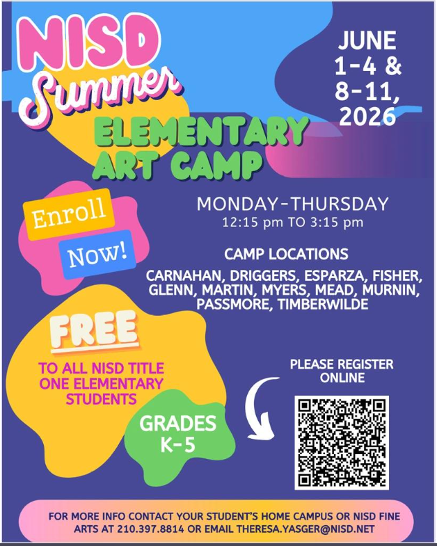 NISD Summer Elementary Art Camp - June 1-4 & June 8-11, 2026