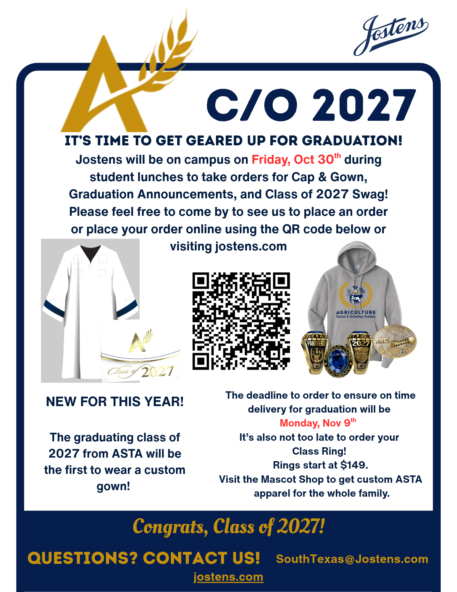 ASTA Senior Cap and Gown Flyer