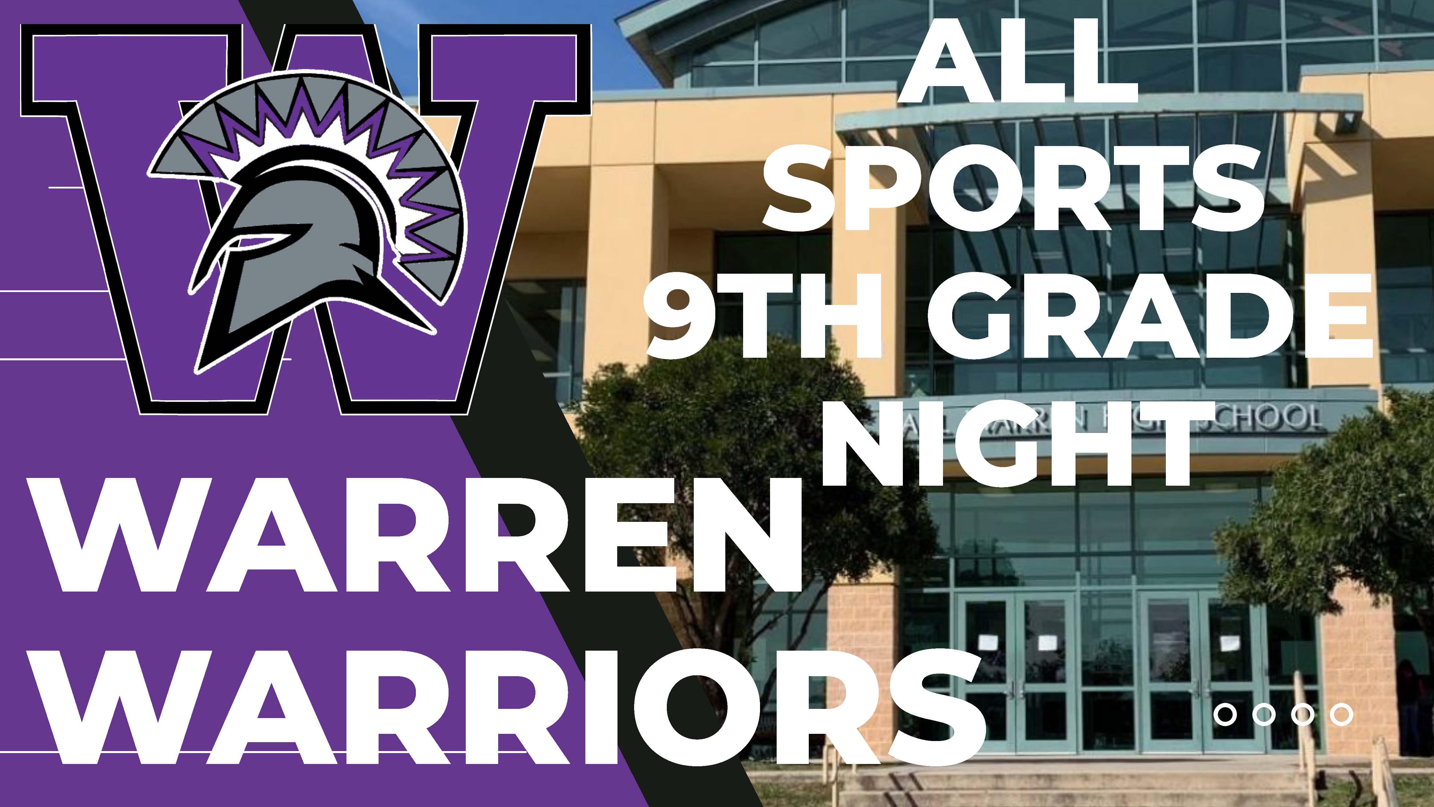 9th grade night Warren Athletics banner