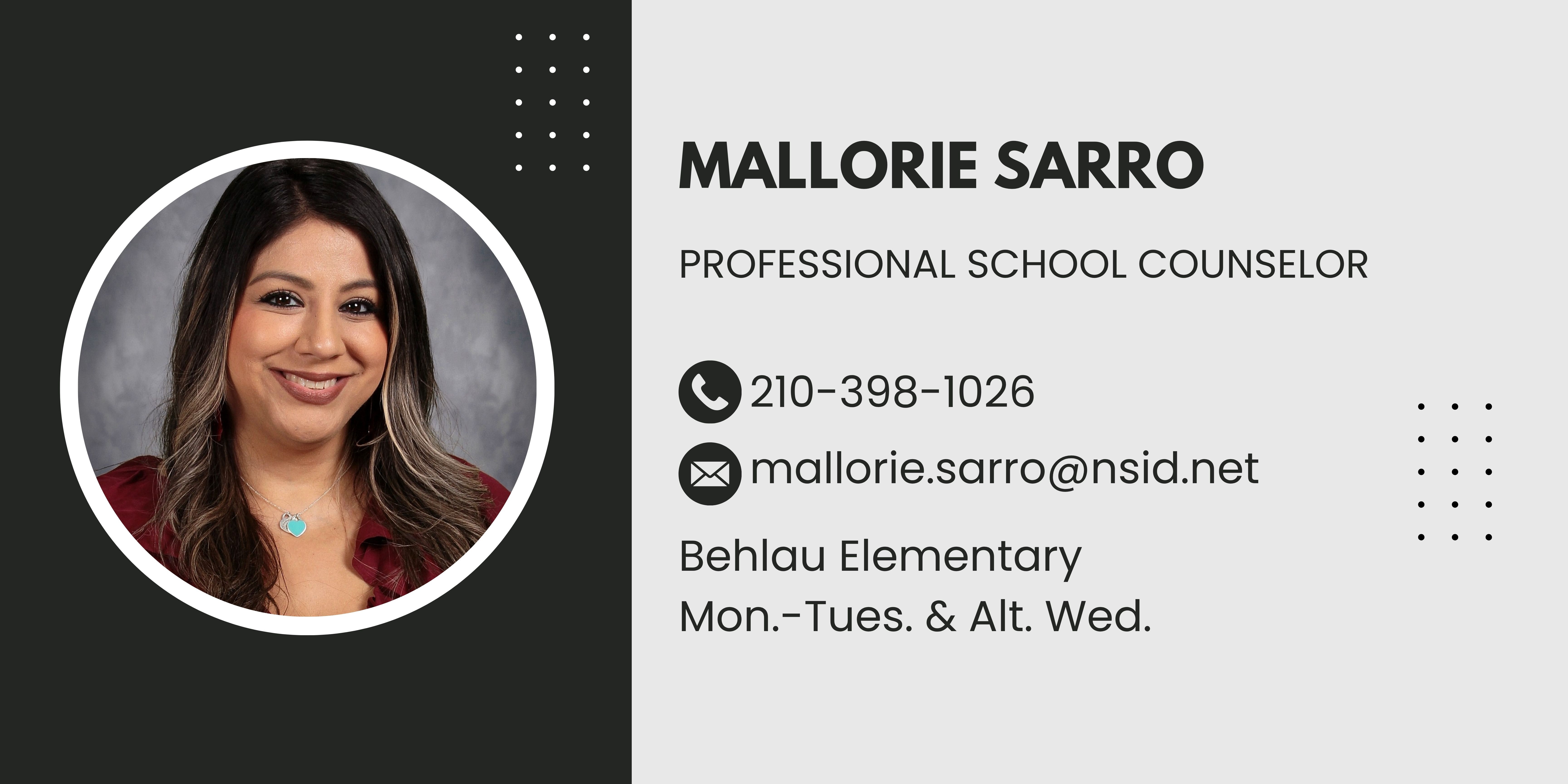 Mallorie Sarro New Counselor at Behlau Elementary