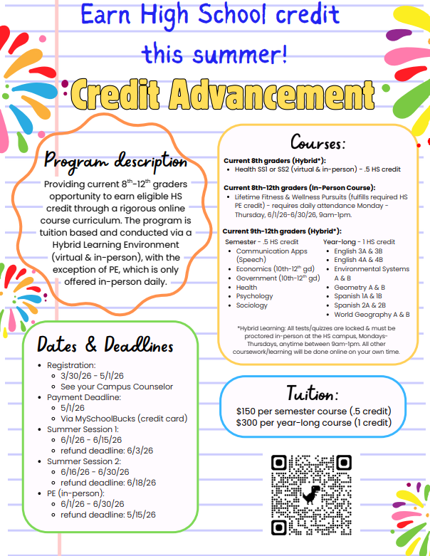 summer credit advancement flyer 