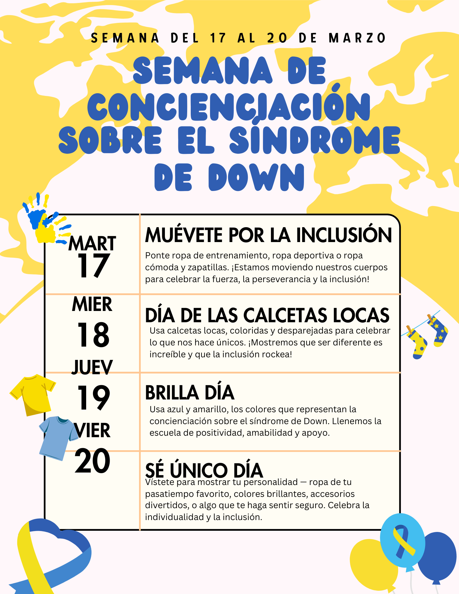 Down Syndrome Awareness Week flyer in Spanish