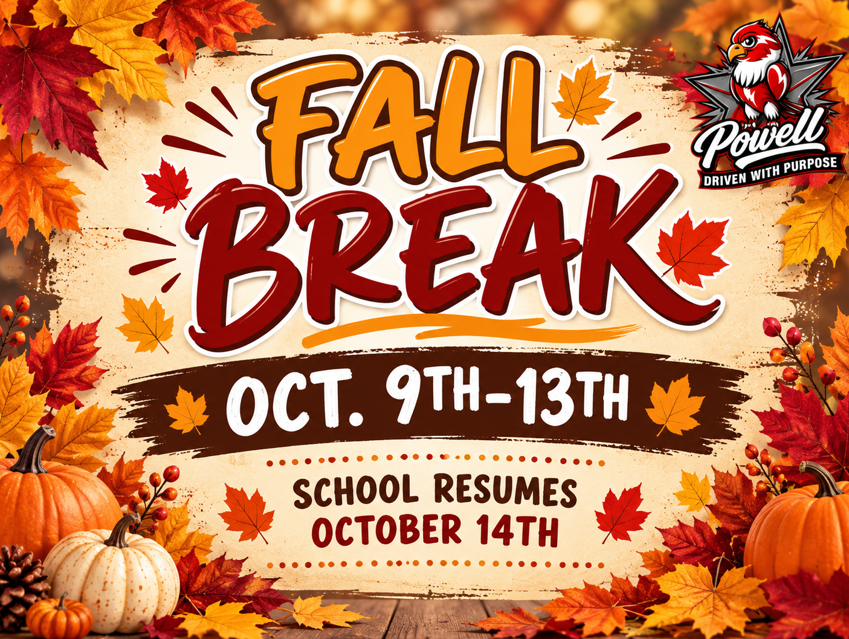 Flyer for Fall break with its details