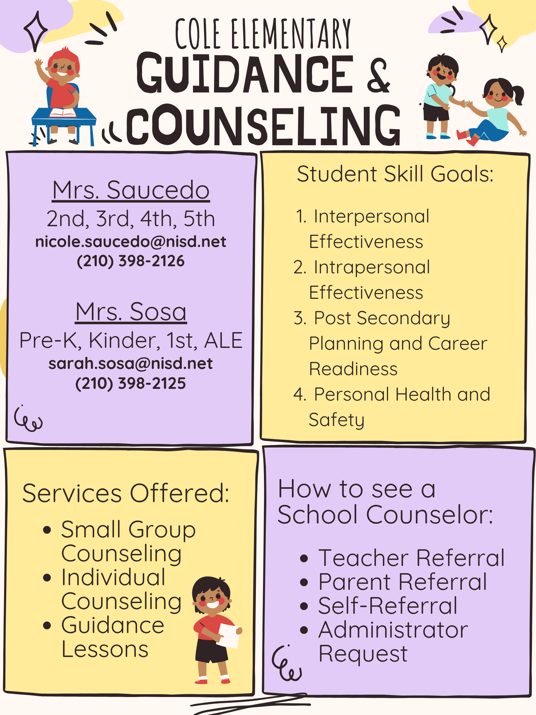 Cole Counselor flyer with contact information
