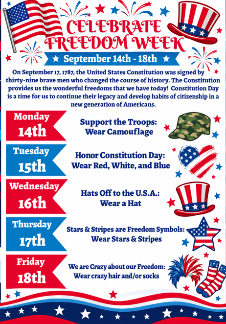 Celebrate freedom week flyer with event's details