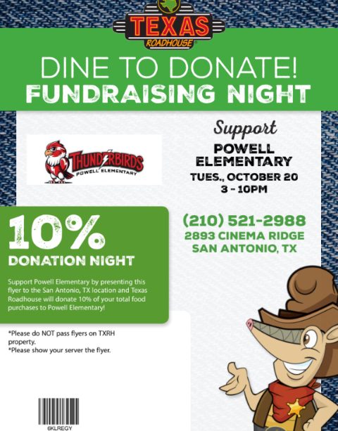Image of Raising Funds with Texas Roadhouse flyer